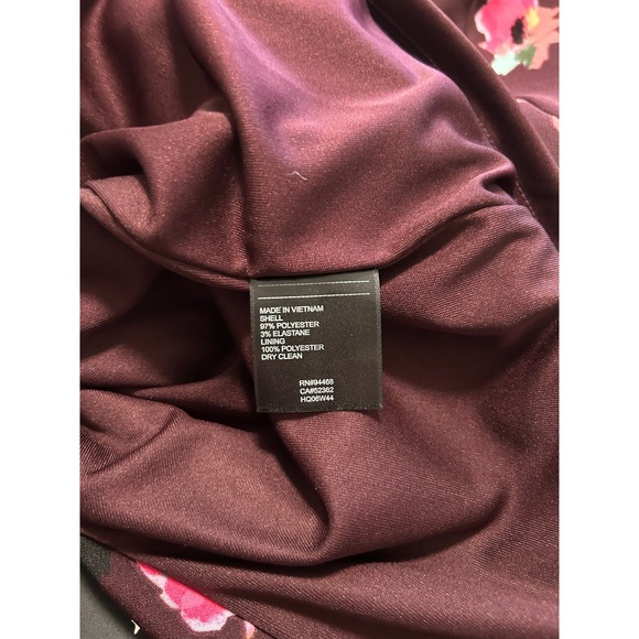 90s Laundry Dress Womens Size XS 2 Plum Jersey Floral Sleeveless Sheath Ruched - Picture 10 of 11